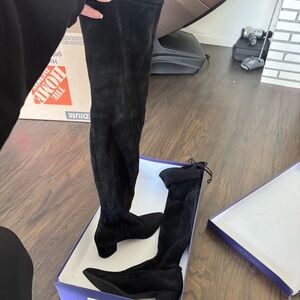 Stuart Weitzman Black Suede Over-the-Knee Boots tieland thighland size 6.5